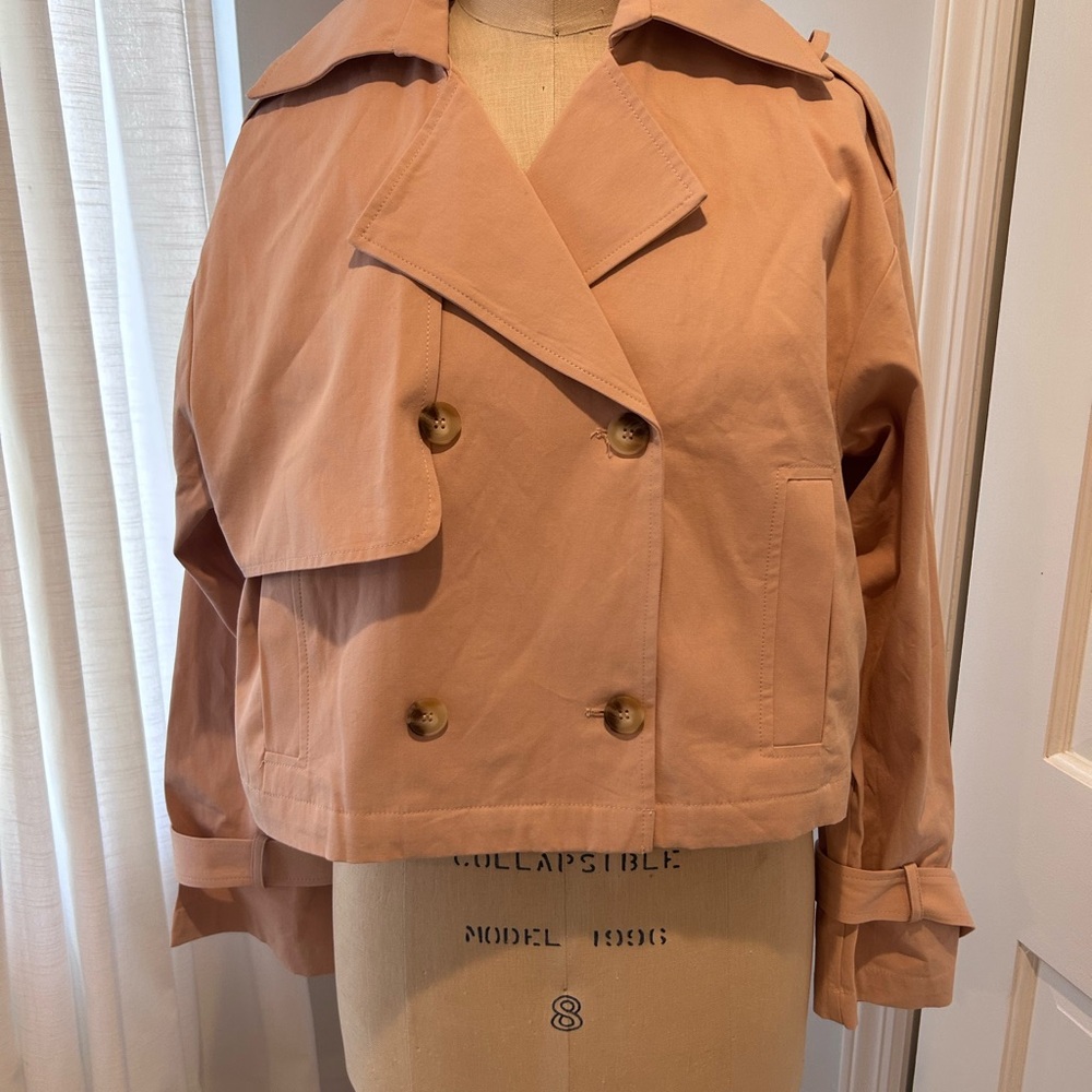 Women's Elodie Pink Cropped Double-Breasted Jacket Size Small Anthropologie